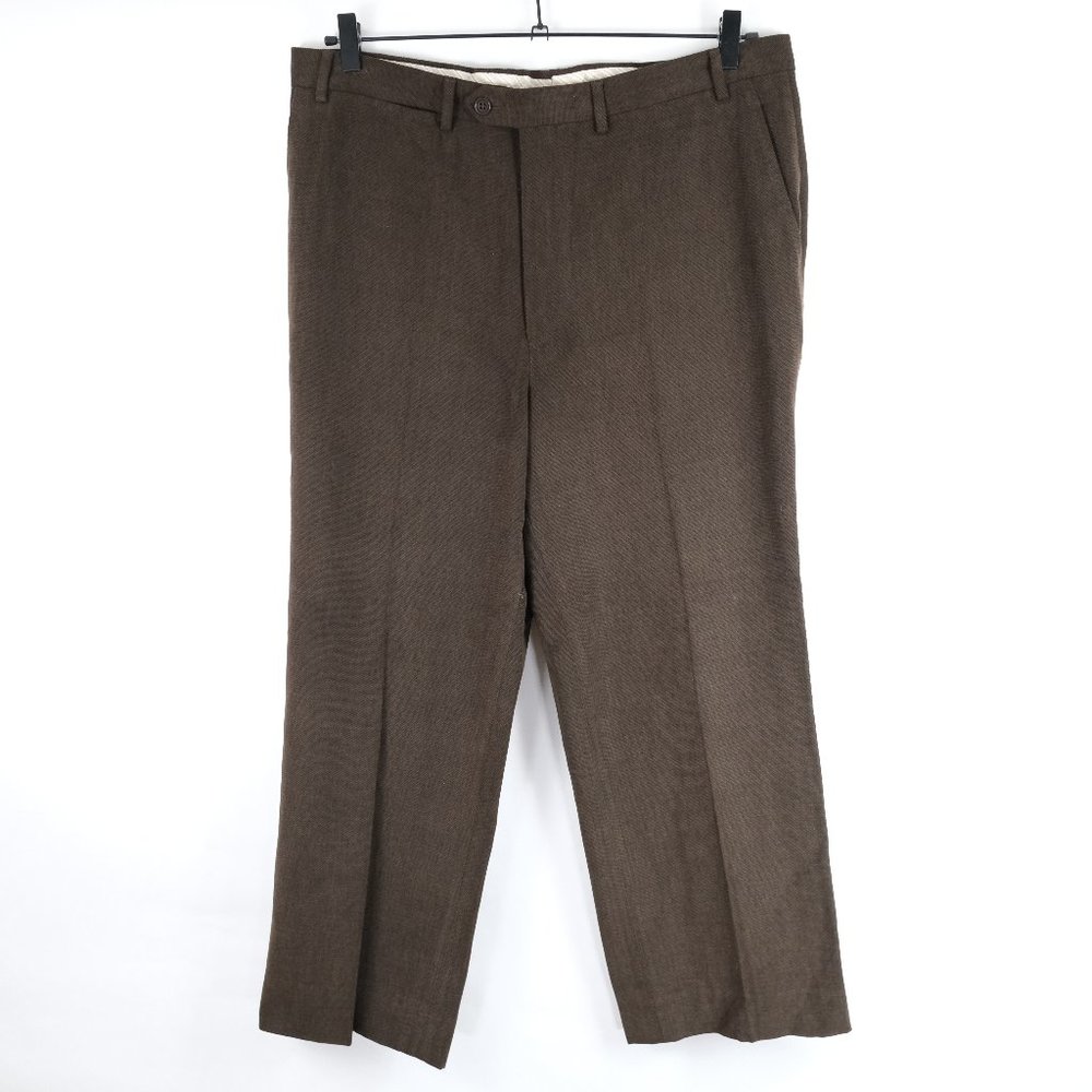Cuseri Sport Brown Flat Front Dress Pants Men's 36L (36x27)